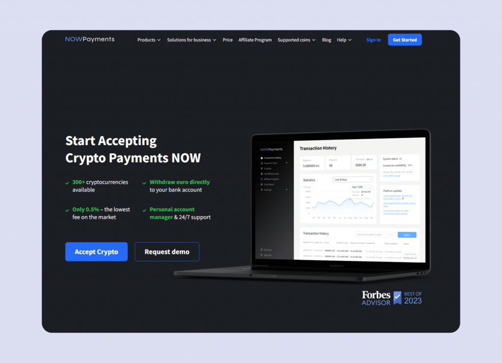 NOWPayments's page