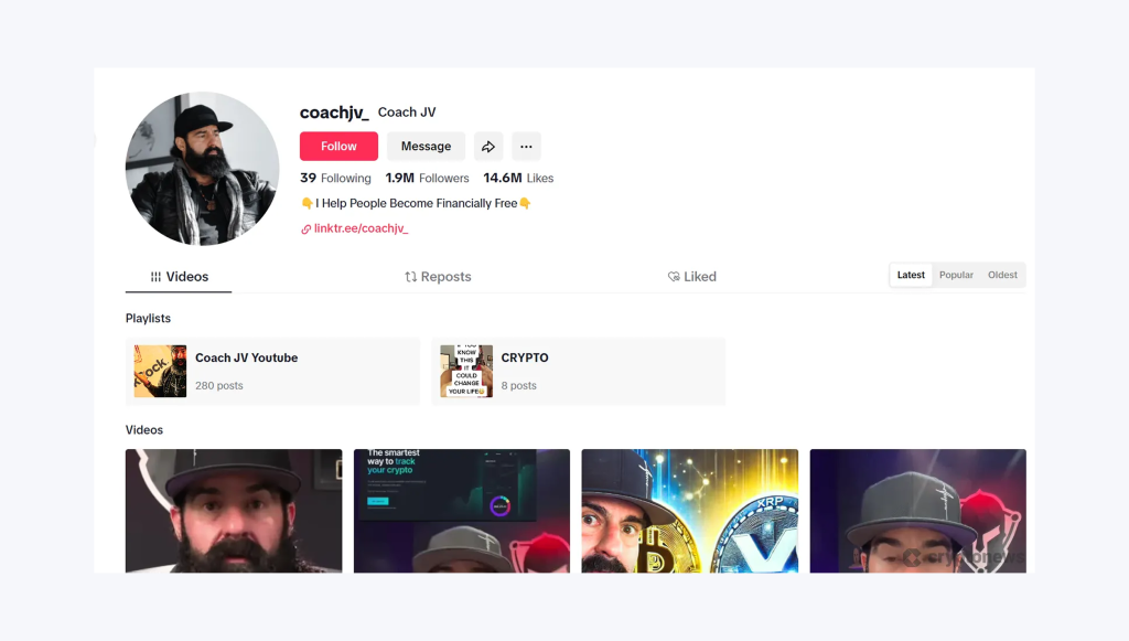 Coach JV Best Crypto Influencers on TikTok
