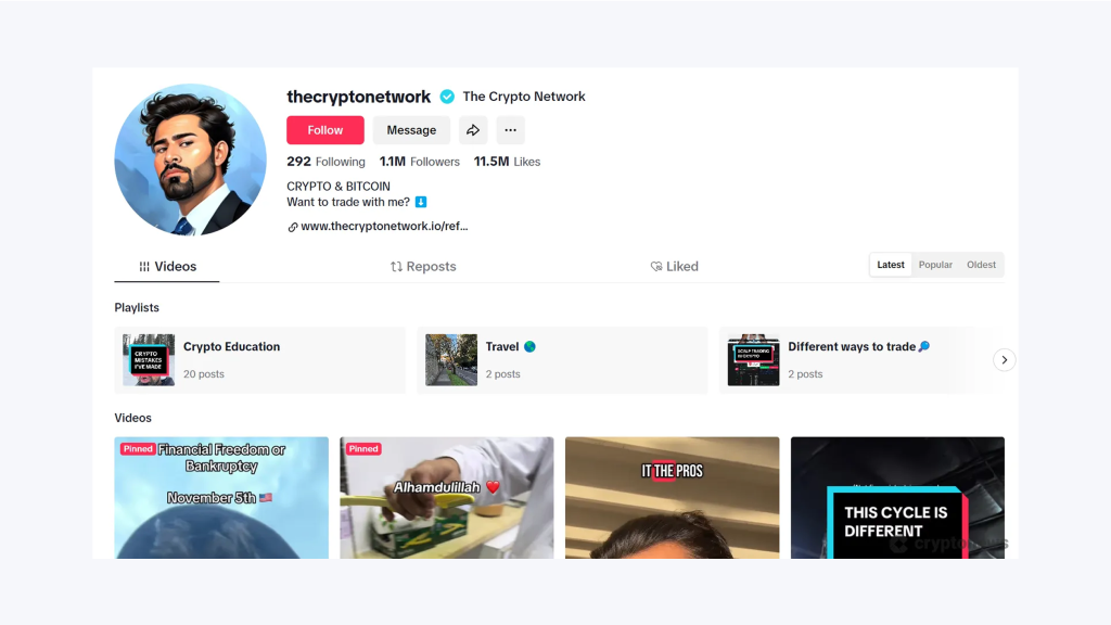 The Crypto Network TikTok account