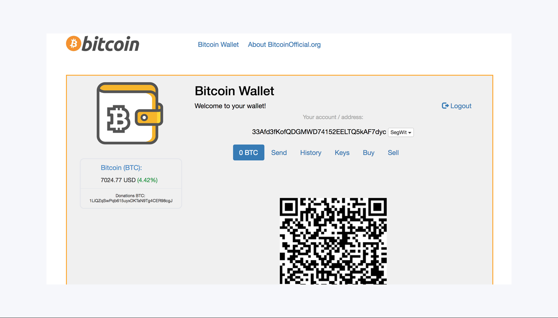 Bitcoin Wallet Address Interface